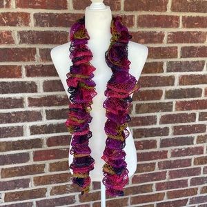 Ladies Multi Color Crochet Look Layered Scarf